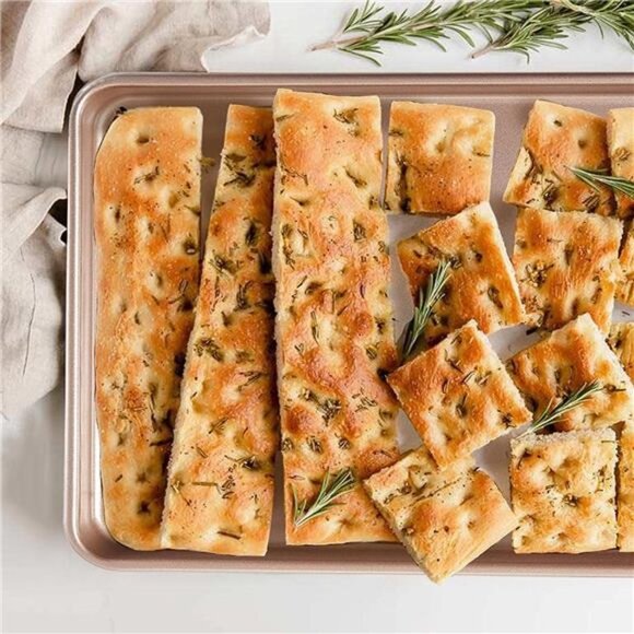 12.7" Nonstick Baking Sheets & Cookie Trays for Oven, 2-Pack Rectangular (Gold) - Picture 6 of 6